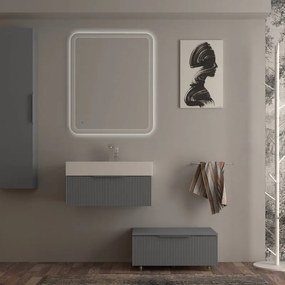Mobile da bagno sotto lavabo BADEN HAUS Modula grigio laccato opaco L 70 x H 25 x P 44 cm 1 cassetto, lavabo non incluso