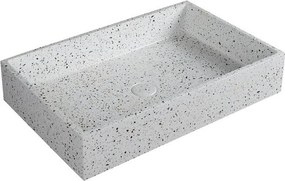 Lavabo da appoggio rettangolare con finitura terrazzo stracciatella | KTERD-600STR - KAMALU