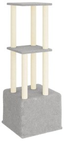 Albero per gatti con tiragraffi in sisal grigio chiaro 133,5 cm