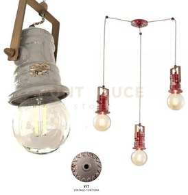 Sospensione a 3 luci urban vintage tortora c1841(vit)