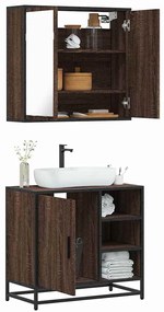 Set Mobili Da Bagno 2 Pz Rovere Marrone İn Legno Multistrato /