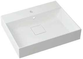 Lavabo a incasso rettangolare vasca centrale Neo L 61 x H 15 x P 49 cm in resina bianco lucido