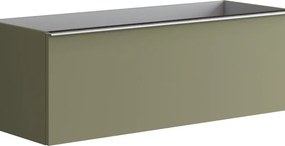 Mobile da bagno sospeso sotto lavabo L 120 x H 40 x P 45.5 cm verde salvia laccato, 2 cassetti Pixel plain