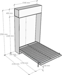 Letto alla francese a scomparsa 140 cm con pensile Bianco Frassino KENTARO