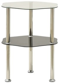 Tavolino 2 Livelli Trasparente Nero 38x38x50 Cm Vetro Temperato /
