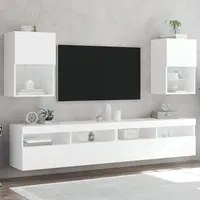 Mobili Porta TV con Luci LED 2 pz Bianchi 40,5x30x60 cm 837030