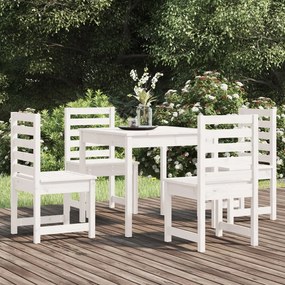 Set Da Pranzo Per Giardino 5pz Bianco İn Legno Massello Di Pino /