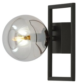 Plafoniera Moderna 1 Luce Imago 1130/1E In Acciaio Nero Vetro Fumè