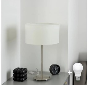 Eglo - Lampada da tavolo LED TUNJA 1xE27/60W/230V 38,5 cm cromo opaco/bianco