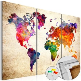 Quadri di sughero  Corkboard Map in Watercolor  Larghezza x Altezza Home decor 60x40