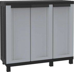Armadio Modulare da Esterno 102x39x91,5 cm 3 Ante 1 Ripiano in Polipropilene Twist Grigio e Nero...