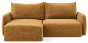 Divano angolare arancione allungabile/con contenitore (con penisola a sinistra) Kalena – Makamii