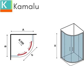 Cabina doccia 80x80 semicircolare vetro 8mm anticalcare altezza 200 KE2000 - KAMALU
