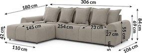 Divano angolare grigio tortora (con penisola a sinistra/con chaise lounge) Albane – Ropez