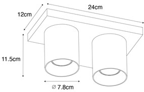 Faretto da soffitto moderno bianco 2 luci - Tubo