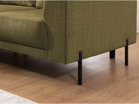 Divano angolare verde (con penisola a sinistra/a L) con rivestimento in ciniglia Mauris – Ropez