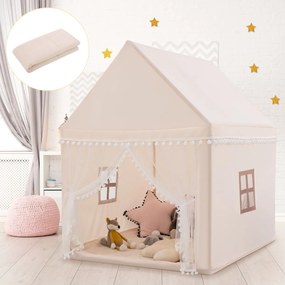 Costway Casetta giocattolo per bambini, Casa grande e resistente con solida struttura di legno