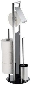 Porta carta igienica color argento opaco in acciaio inox con supporto con spazzola Ravina – Wenko