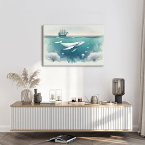 Quadro su tela – Balena e coralli sotto la superficie