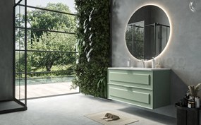 Mobile bagno salvia opaco 102x47 Dublino con lavabo in ceramica due cassetti con cornice