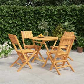 Set Da Pranzo Per Giardino 5 Pz İn Legno Massello Di Teak /