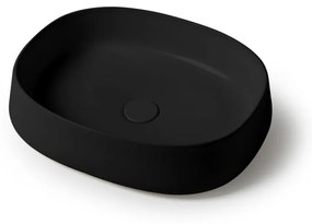 Lavabo da appoggio 50 cm ovale in ceramica nero opaco   Milos