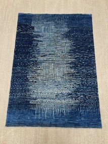 Loribaft Tappeto 100x150 Blu (Iran) Annodato A Mano