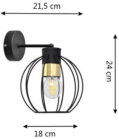 Applique STARLIGHT 1xE27/15W/230V nero/oro