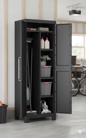 Armadio in Resina 4 Ripiani 65x45x182 cm Keter Detroit Portascope Nero...