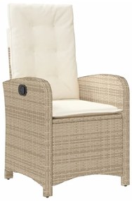 Sedie reclinabili da giardino 2pz con cuscini beige polyrattan