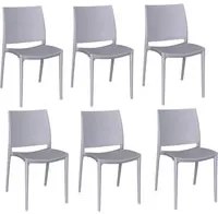 Sedia sala da pranzo set altea in plastica grigio chiaro modello confort x 6