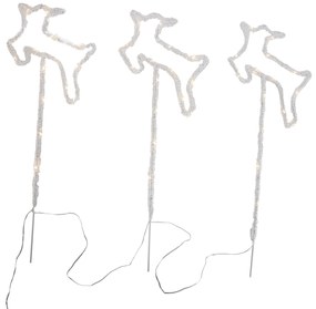 Set di 3 faretti natalizi cervo bianco con LED e timer IP44 - Shika