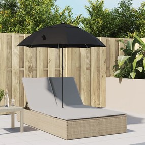 Lettino Prendisole Doppio Cuscini E Parasole Beige Polyrattan /