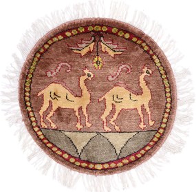 Agra Tappeto 40x40 Rosa (Indian) Annodato A Mano