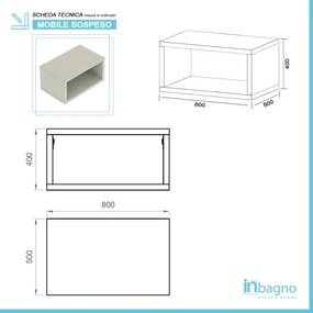 Mobile bagno sospeso aperto 80 cm Master grigio nuvola