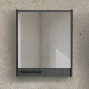Mobile bagno sospeso 55 cm grigio effetto legno con armadietto a specchio Sofia