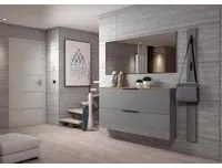 Scarpiera orizzontale due ribalte, finitura Grigio con top Rovere, ZEMSPACEG