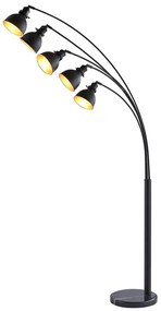 Lampada da terra Lindby Lira, a 5 luci, altezza 205 cm, nero, oro