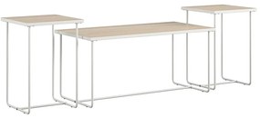 Set di tavoli consolle bianchi/di colore naturale con piano effetto frassino 3 pz 50x100 cm Dante – Støraa