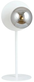 Lampada Da Tavolo Contemporanea Ippolita 1 Luce In Acciaio Bianco E Vetro Fumè