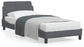 Giroletto Senza Materasso Grigio Scuro 90x190 Cm Velluto /