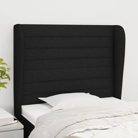 Testiera Ad Orecchio Nera 103x23x118/128 Cm İn Tessuto /
