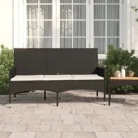 Panca da Giardino a 3 Posti con Cuscini in Polyrattan Nero 319492