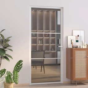 Porta Interna 93x201,5 Cm Bianca İn Vetro Esg E Alluminio /
