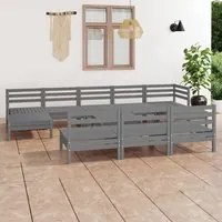 Set Salotto da Giardino 11 pz Grigio in Legno Massello di Pino 3083371