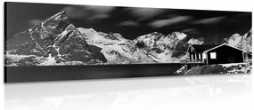 Quadro su tela – Paesaggio notturno in Norvegia in bianco e nero