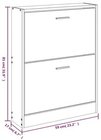 Scarpiera Grigio Sonoma 59x17x81 cm in Legno Multistrato