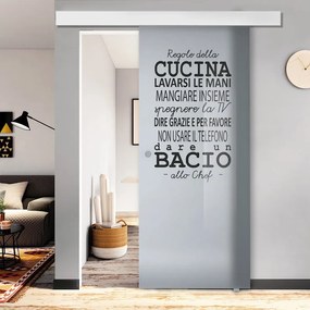 Porta scorrevole Regole Tel. in inox multicolore, L 88 x H 215 cm, con binario Atelier bianco Destra