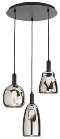 Lampadario Design I-WEIZEN-S3 nero paralume cromo 3x E14 Ø35cm LUCE AMBIENTE DESIGN