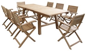 ORATOR - set tavolo in teak cm 160/240 x 90 x 77 h con 8 poltrone Orator